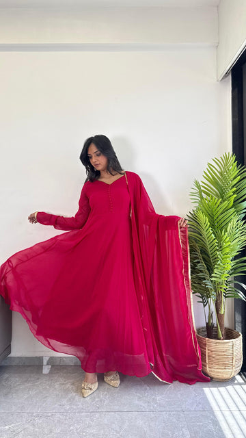 Elegant Festive Red Anarkali Suit with Dupatta
