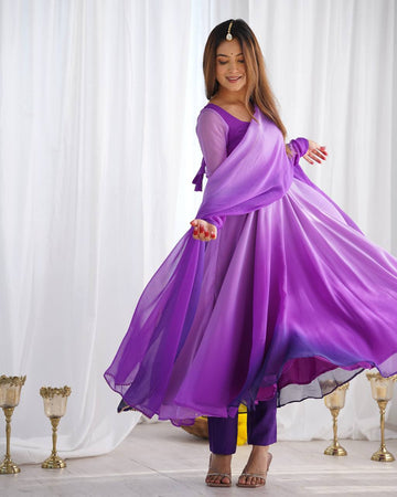 HEAVY PURE SOFT FOX GEORGETTE COLOURFULL GOWN