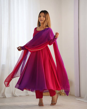 HEAVY PURE SOFT FOX GEORGETTE COLOURFULL GOWN