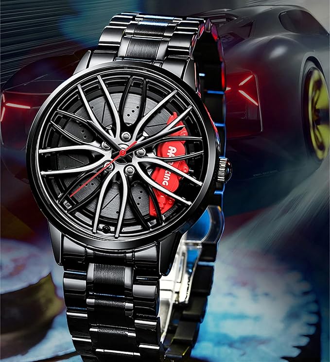 Men Watch Car Wheel Hub Dial 3D Waterproof Sports Watch