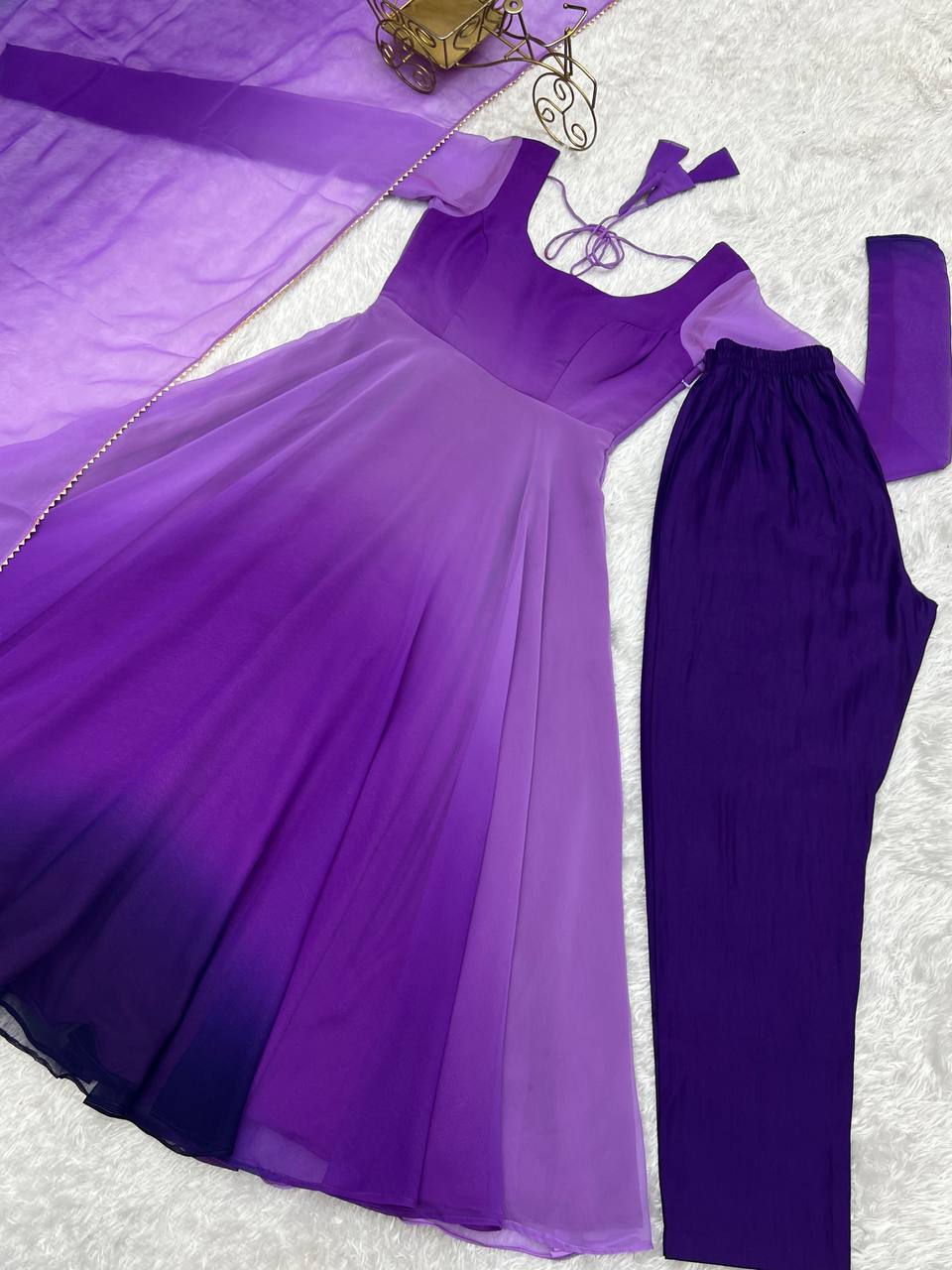 HEAVY PURE SOFT FOX GEORGETTE COLOURFULL GOWN