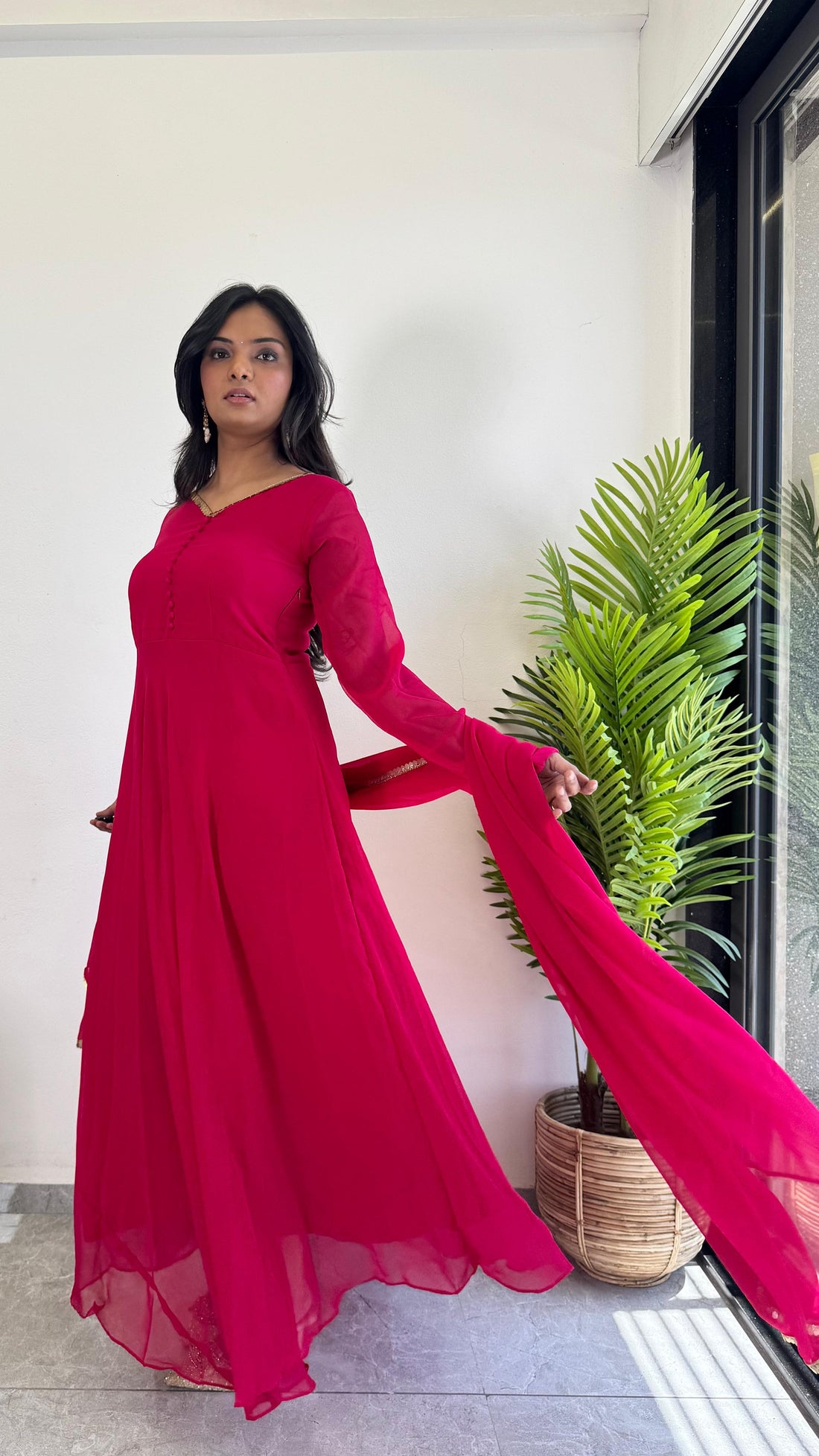 Elegant Festive Red Anarkali Suit with Dupatta