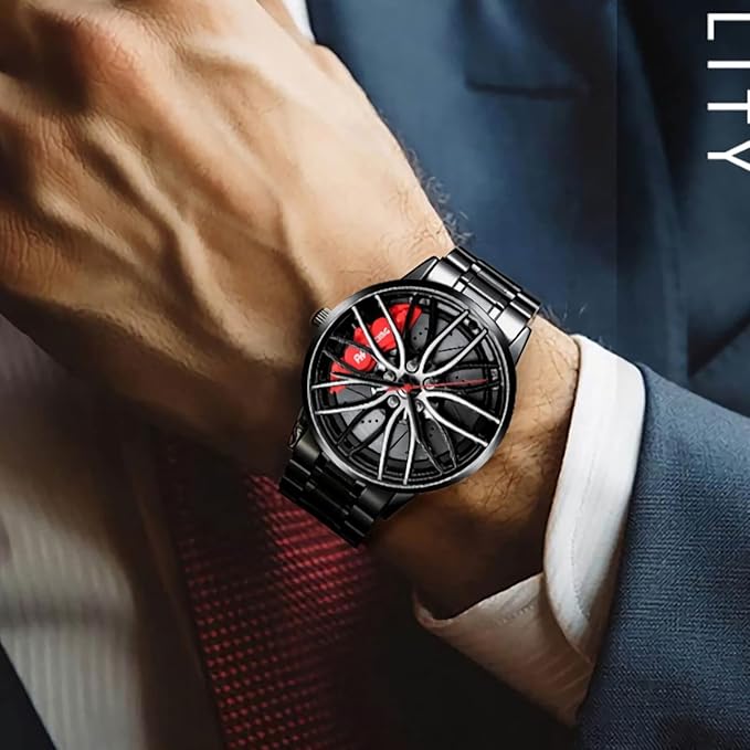 Men Watch Car Wheel Hub Dial 3D Waterproof Sports Watch