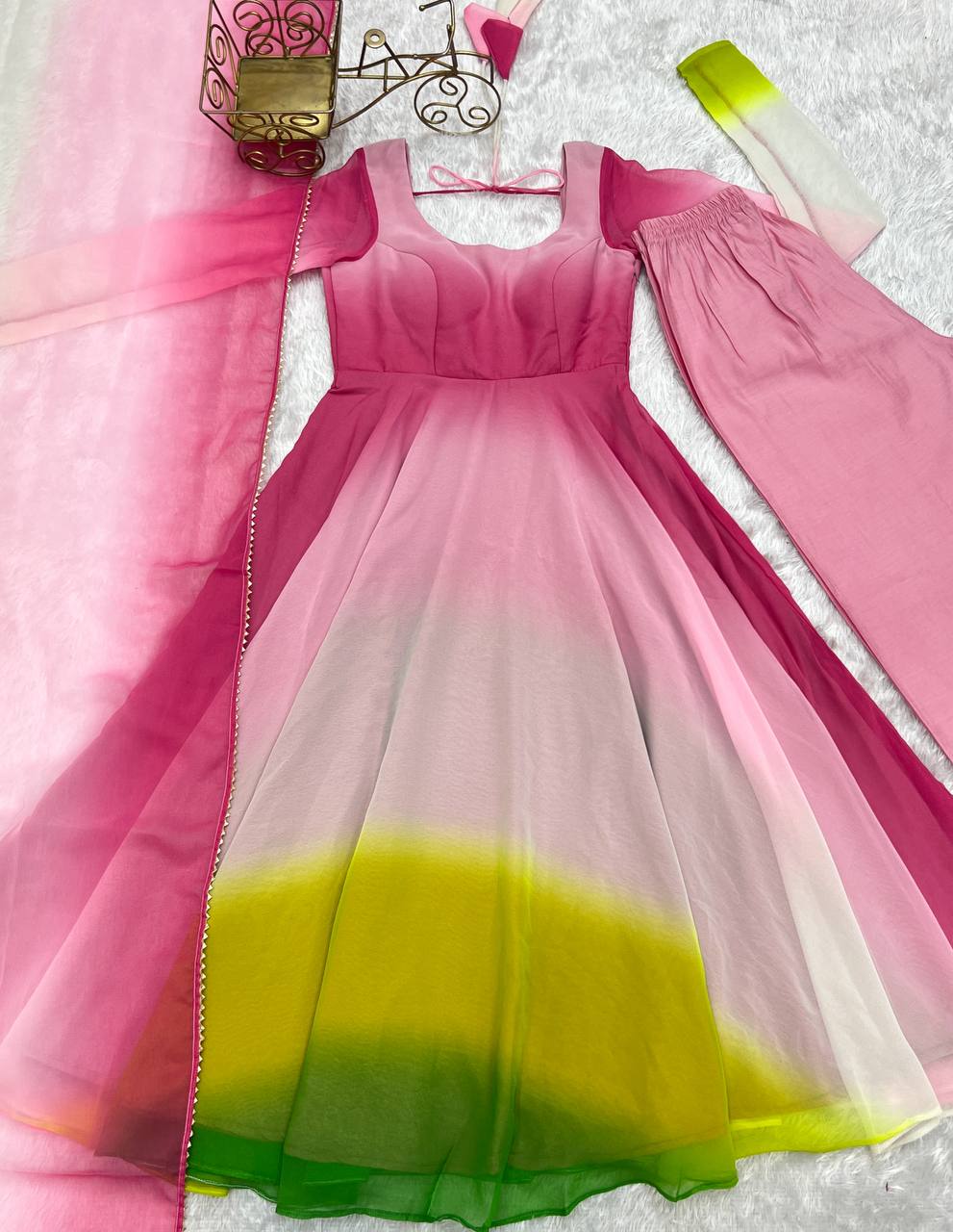 HEAVY PURE SOFT FOX GEORGETTE COLOURFULL PADDING